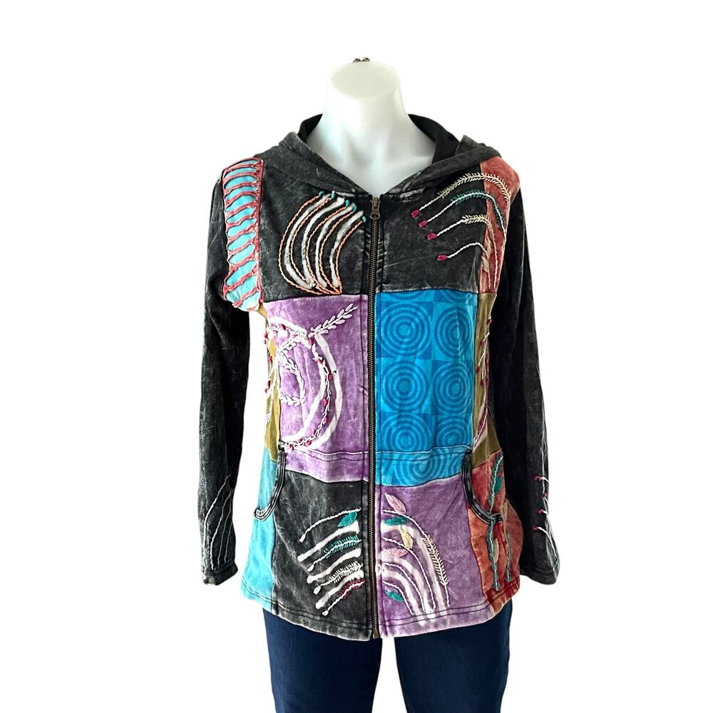 Colorful Knit Patchwork Jacket: Y2K, Modern